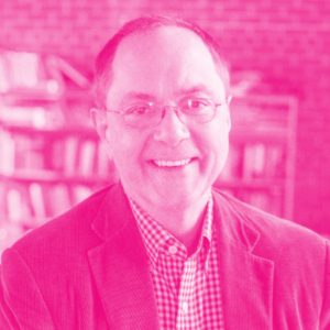 Bill Brown's headshot with a hot pink filter