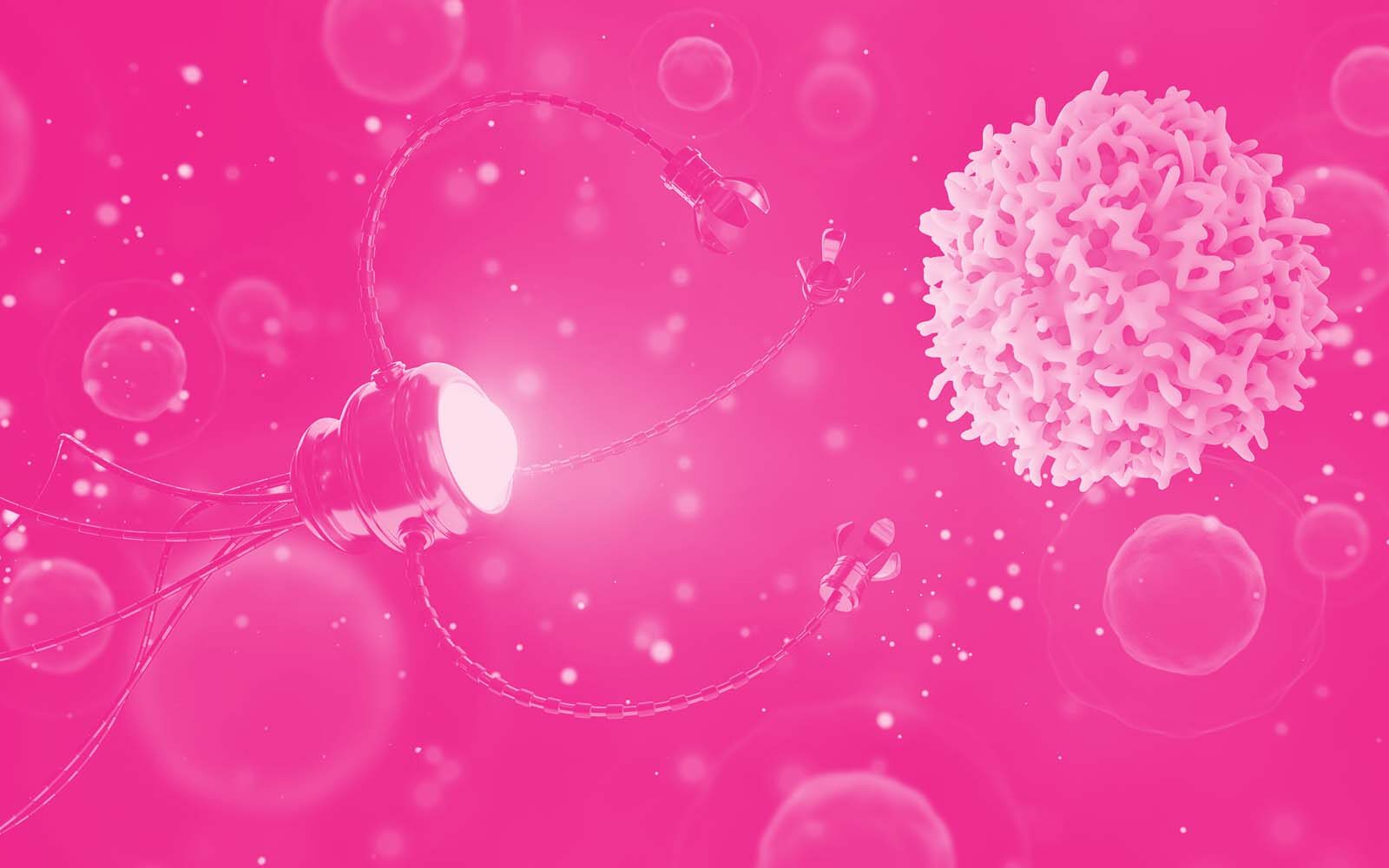 Cancerous cell in a human body.