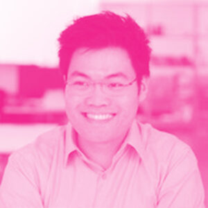 Hon Weng Chong's headshot with a hot pink filter.