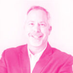 Jeff Thorburg's headshot with a hot pink filter.