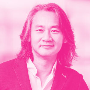 Patrick Lor's headshot with a hot pink filter