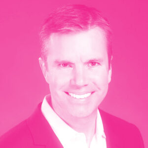Phil Kaye's headshot with a hot pink filter.