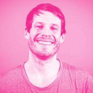 Sievert Weiss' headshot with a hot pink filter.
